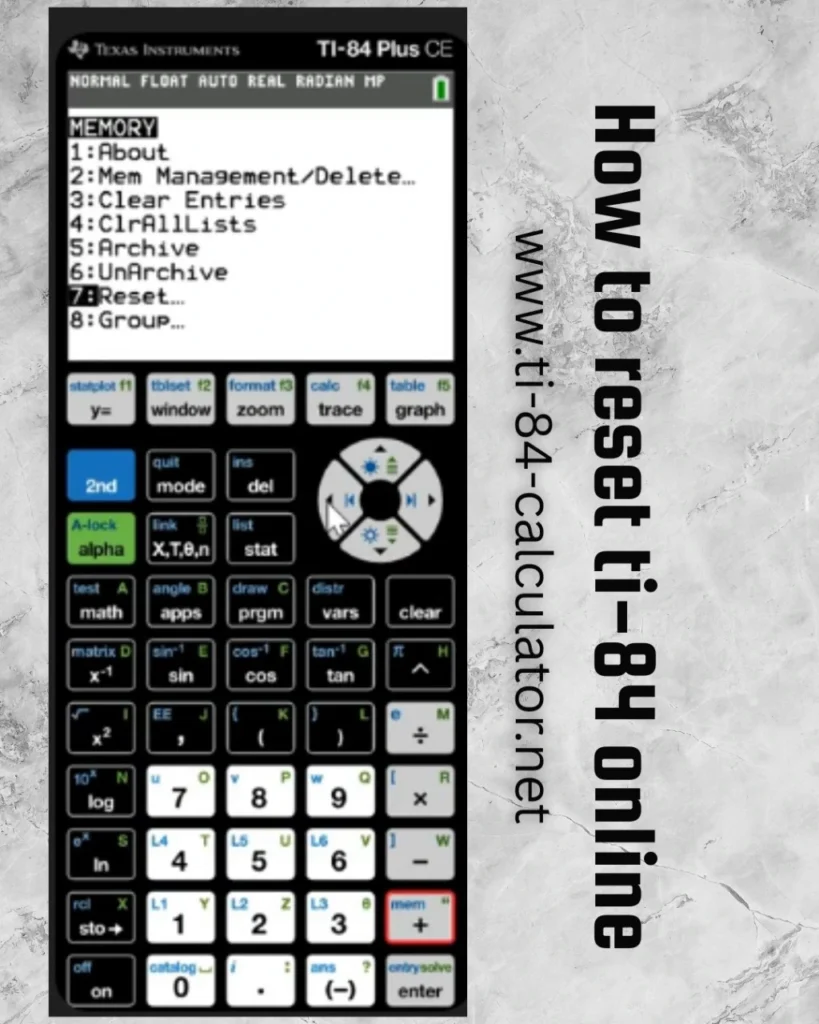 how to reset ti-84